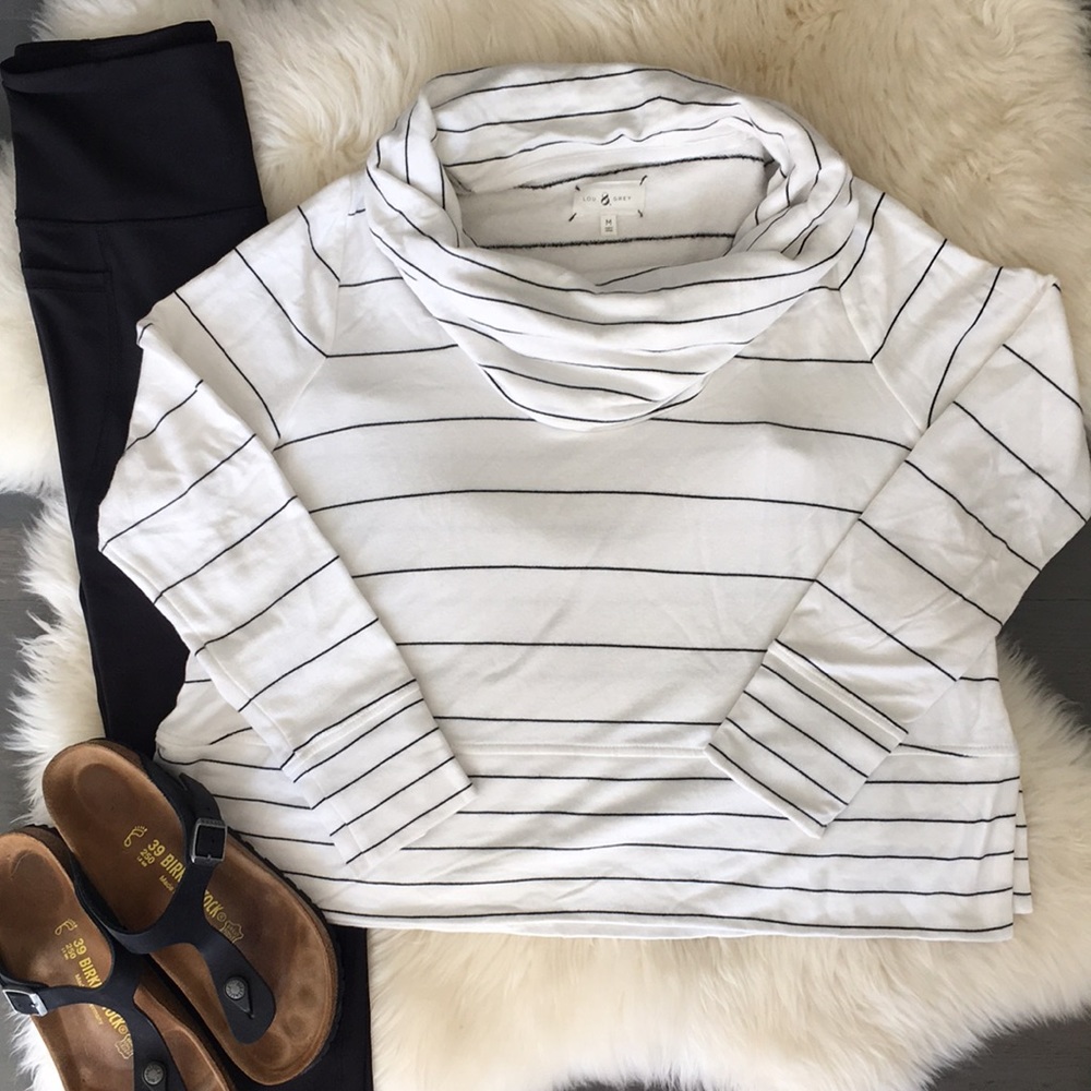 Lou & Grey Buttery Soft Mixed Stripe Cowl Neck Pullover, size Medium 🖤